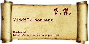 Vidák Norbert névjegykártya