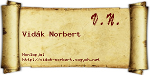Vidák Norbert névjegykártya